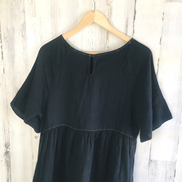 NWT Johnny Was Calme Black Gauze Midi Dress Short Elbow Sleeve Cotton S - Picture 8 of 9